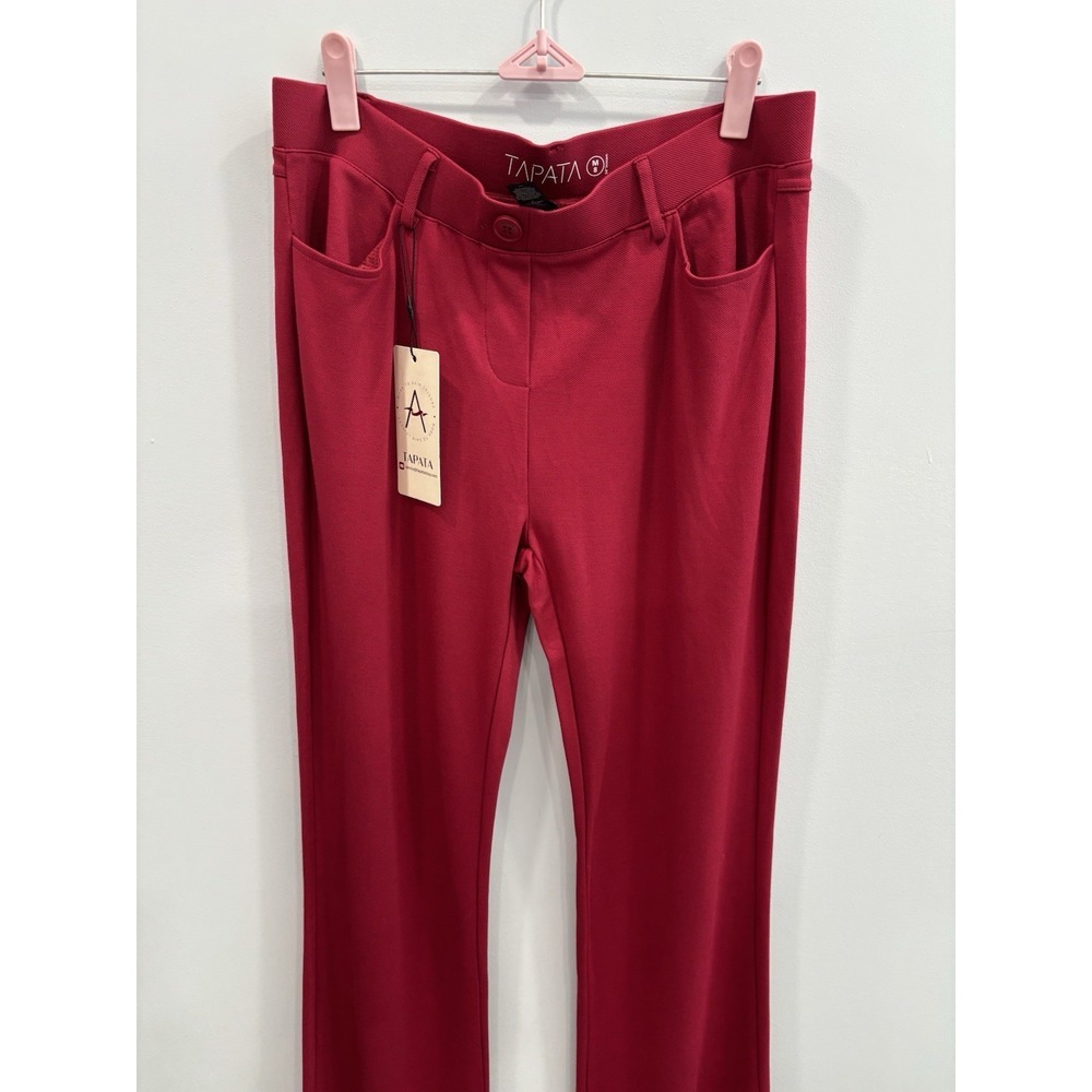 NEW Tapata Women's Red Stretch Pants Sz 8 Long Inseam Work Office Dress Trouser